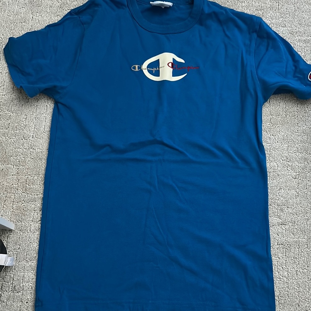 Champion Blue Short Sleeve Tee with Iconic Logo